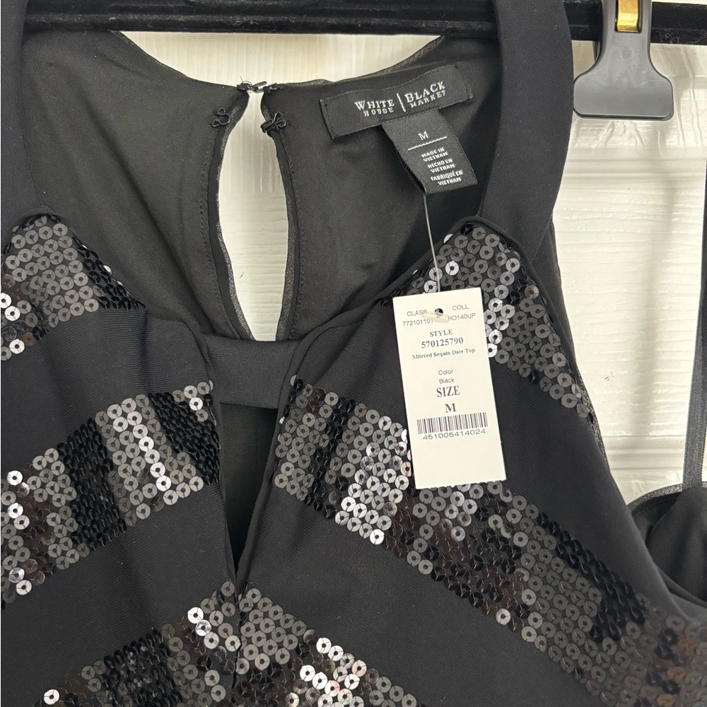 NWT WHBM  black sequin halter top - Picture 5 of 8